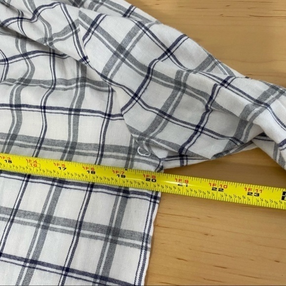 Drew Jackson Plaid Ruffle Detail Shirt Ivory/Grey - Picture 9 of 15